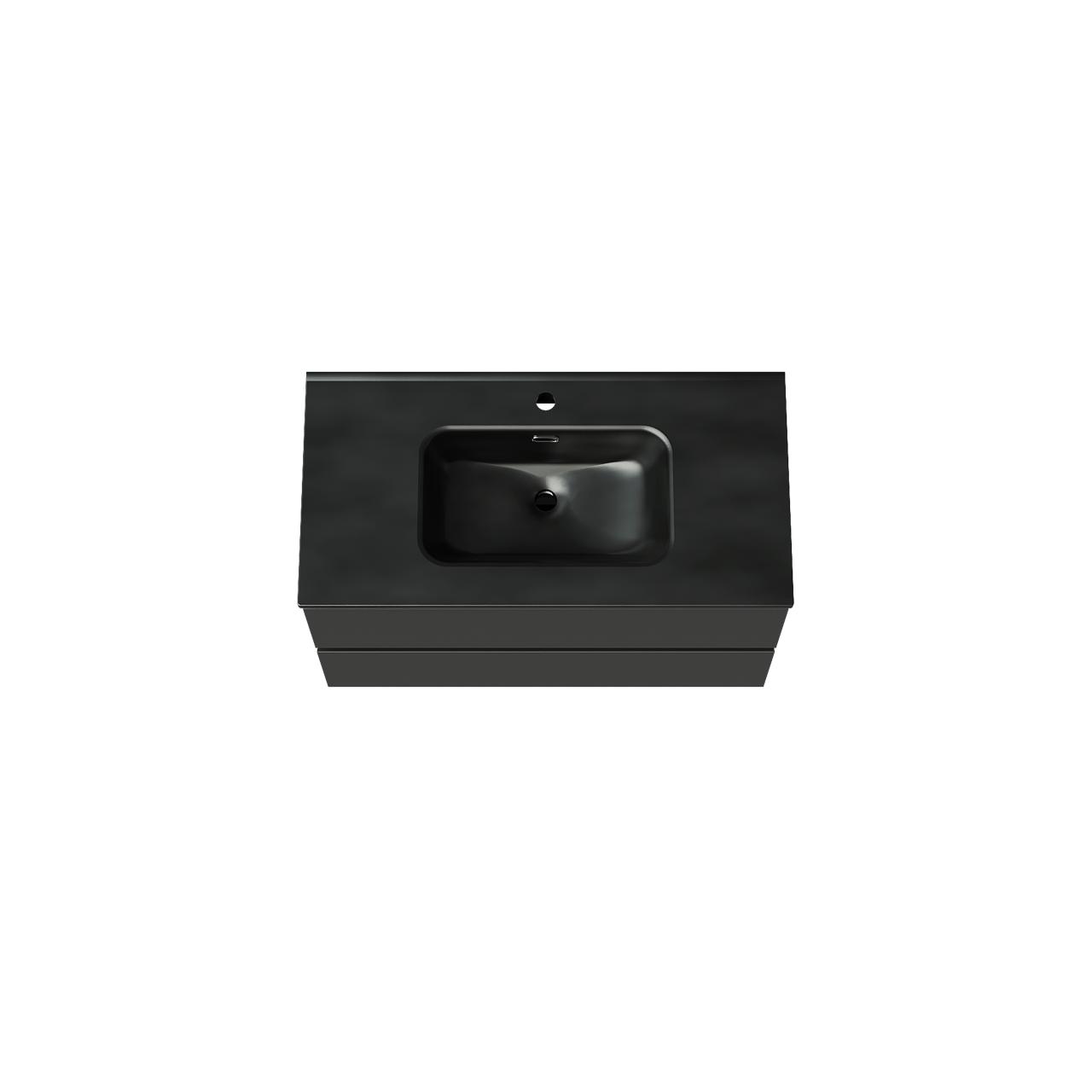 Linie Lado meuble salle de bains suspendu 90 x 46 cm noir mat avec Baro plan simple en porcelaine noir mat