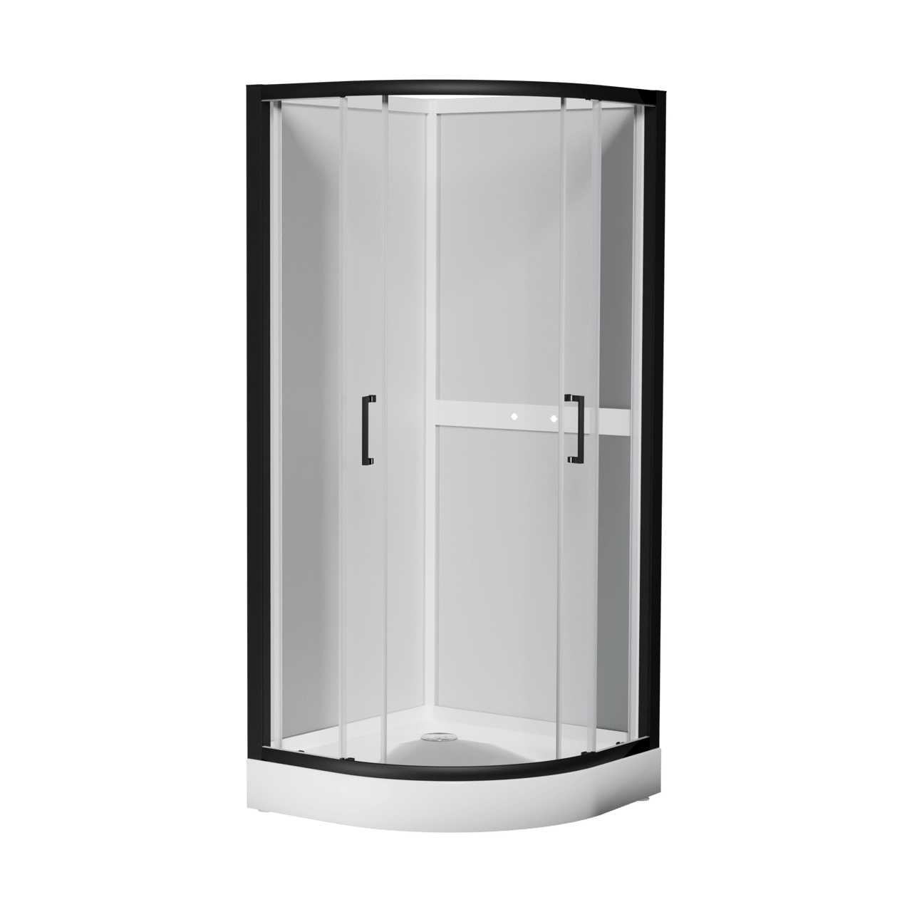 Luca Varess Talan cabine de douche quart de rond avec portes coulissantes 90 x 90 cm verre transparent profil noir mat