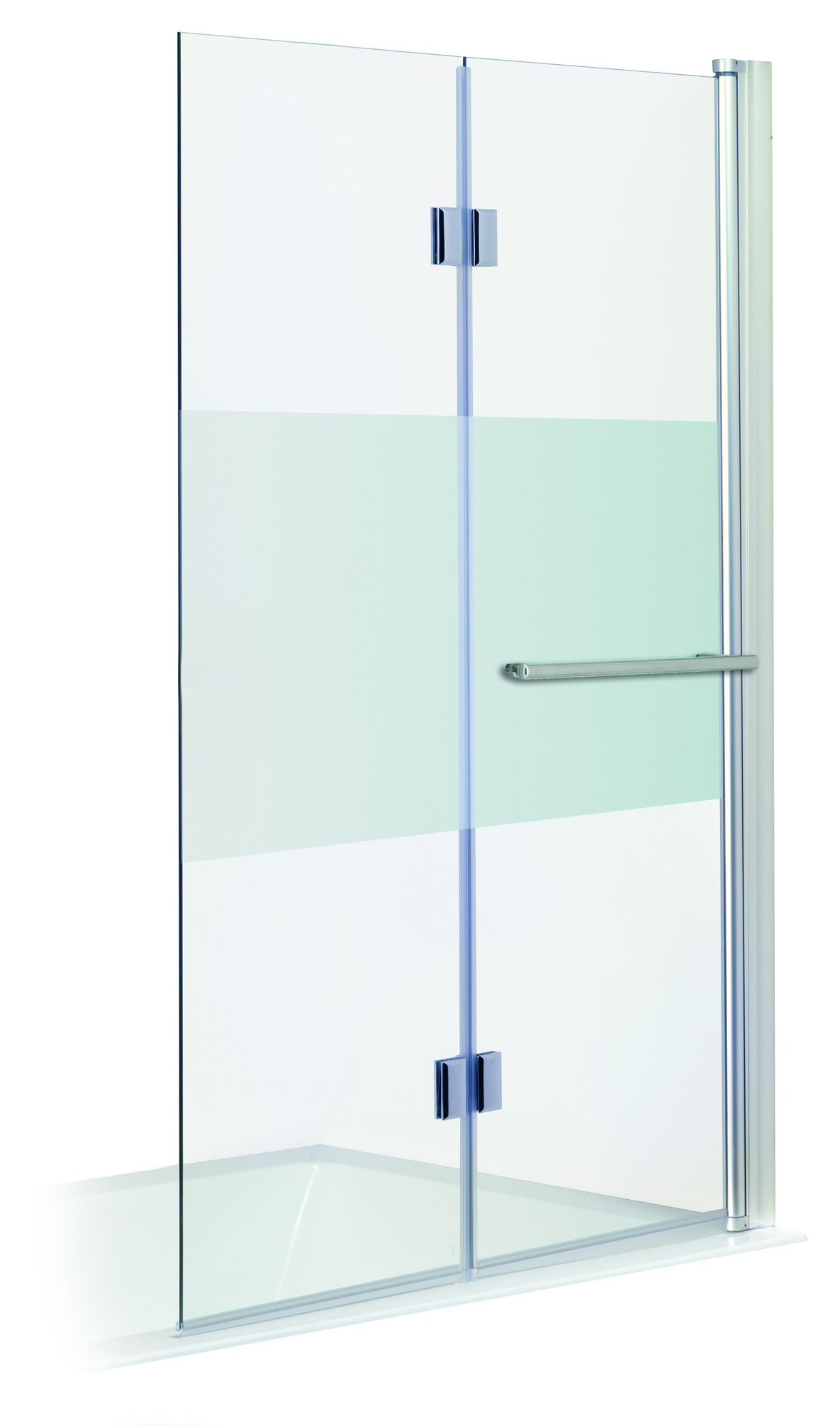 Luca Varess Cyrus dubbele badwand 70 cm + 50 cm helder glas met matte strook chroom profiel