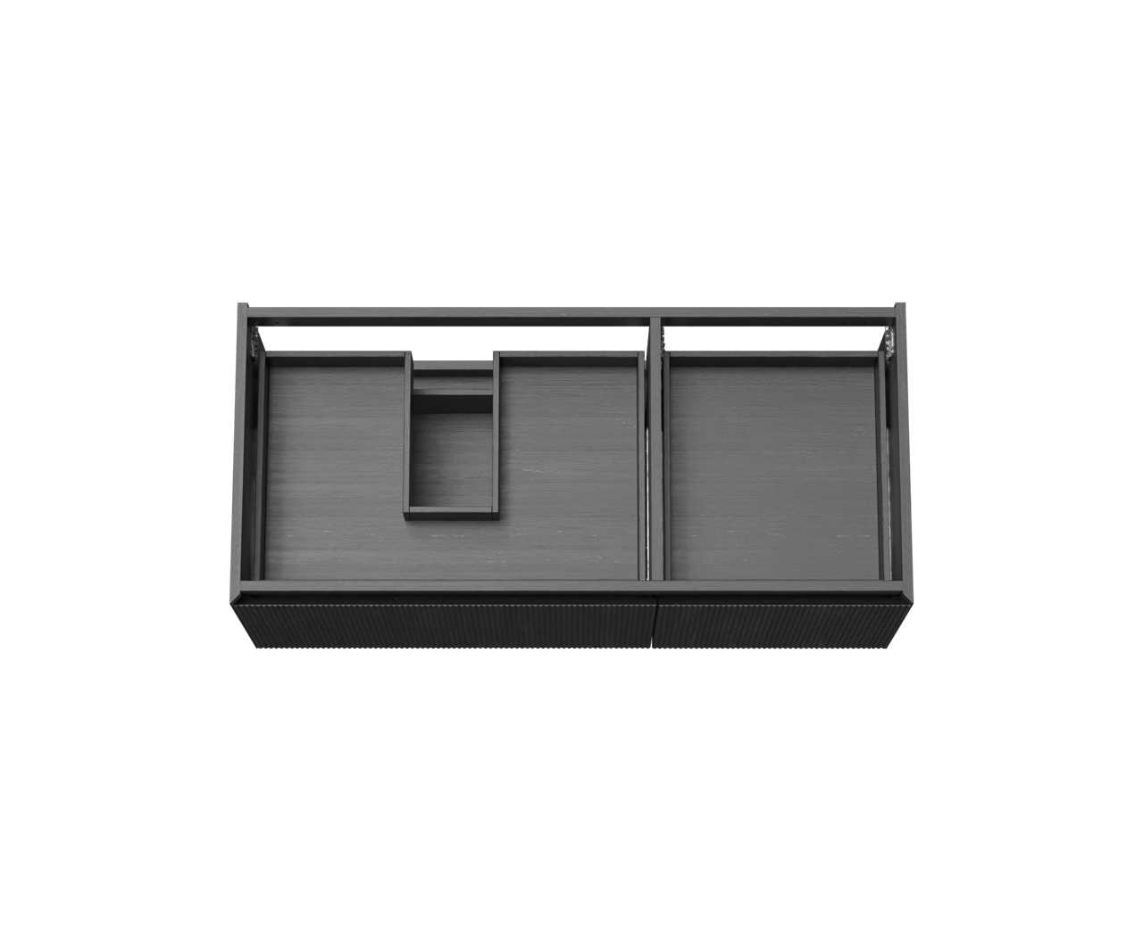 Balmani Fila hängender Waschbeckenunterschrank: 120 x 55 cm, asymmetrisch links, Eiche Schwarz, Furnierholz, 4 Schubladen