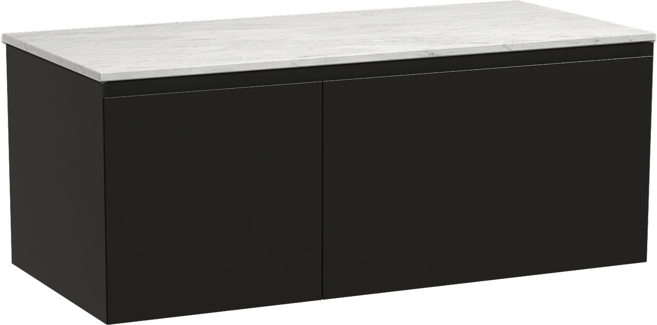 Balmani Idra meuble salle de bains suspendu 120 x 55 cm noir mat avec Stretto tablette simple ou double en marbre carrare