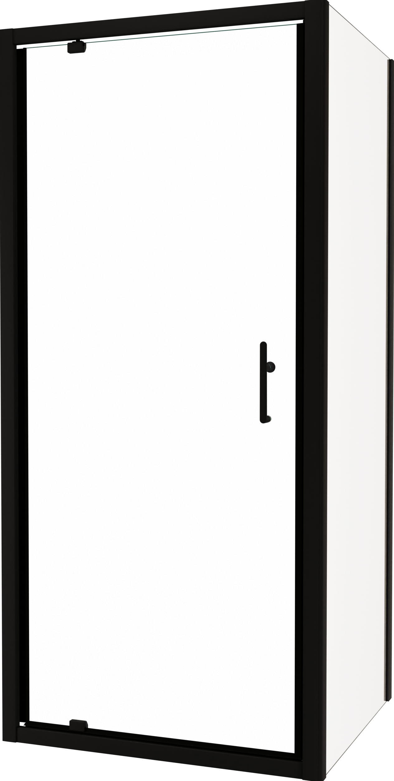 Linie Cadiz Eckdusche Drehtür mit fixierter Seitenwand, 80 x 90 cm, Klarglas, Profil Schwarz