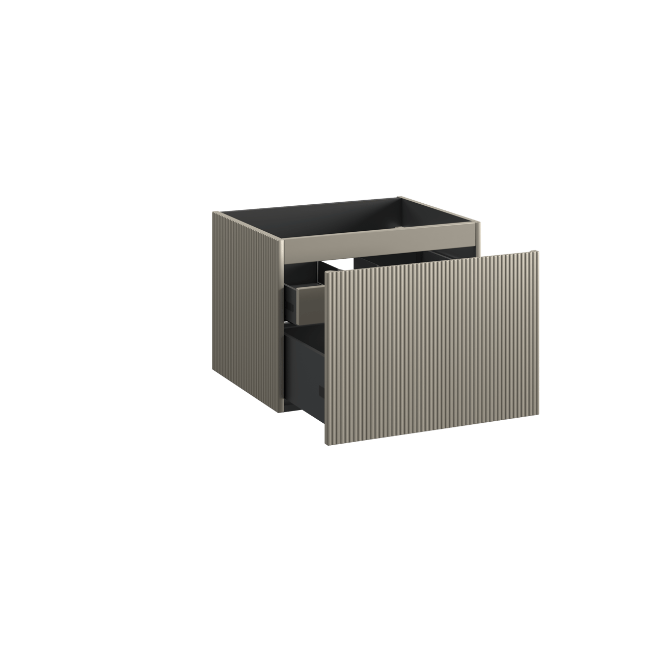 Storke Ribs zwevende wastafelonderkast 65 x 52 cm zijdegrijs 2 lades