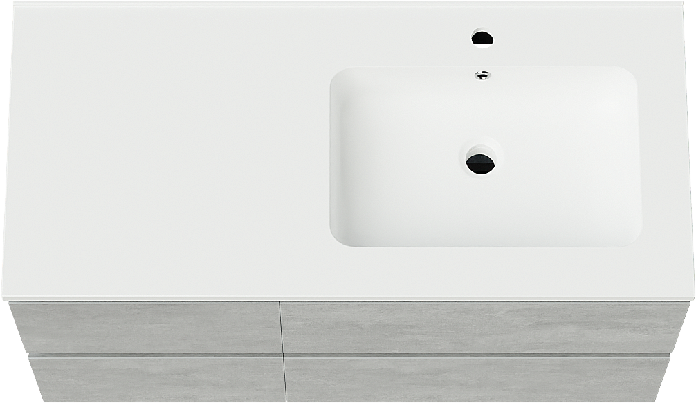 Linie Lado zwevend badmeubel 100 x 46 cm beton donkergrijs met Vano asymmetrisch rechtse wastafel in composietmarmer mat wit