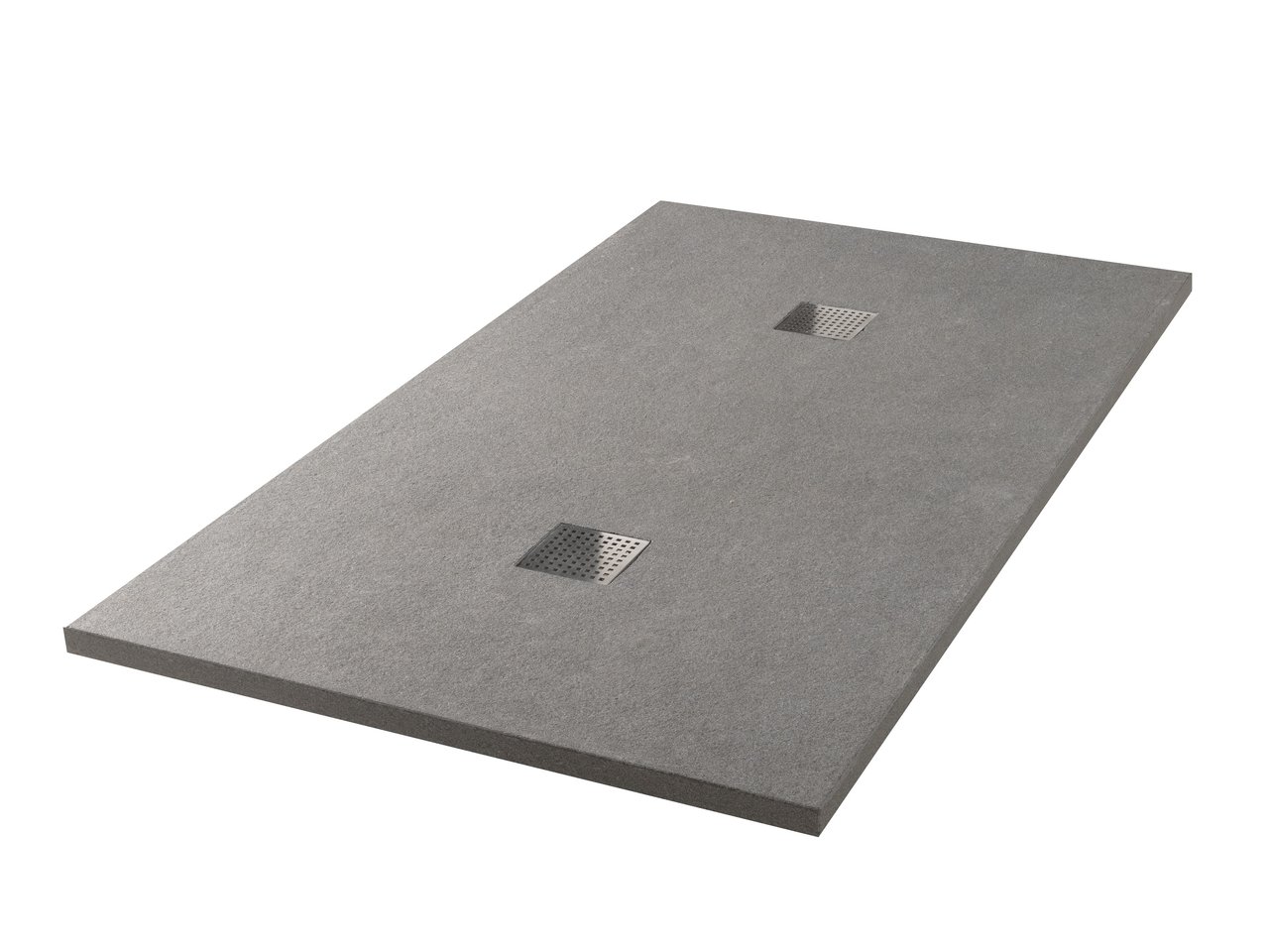 Balmani Prado Duschwanne: 160 x 90 cm, Granit, Schwarz geflammt