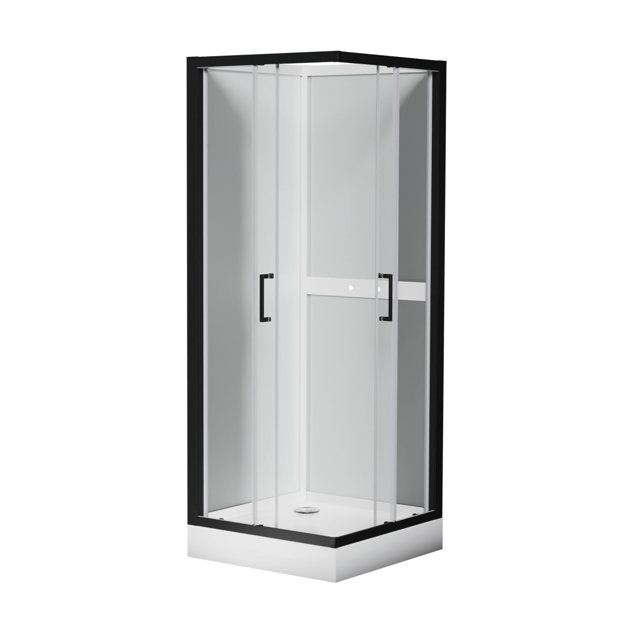 Luca Varess Talan complete douchecabine met schuifdeuren 80 x 80 cm helder glas mat zwart profiel