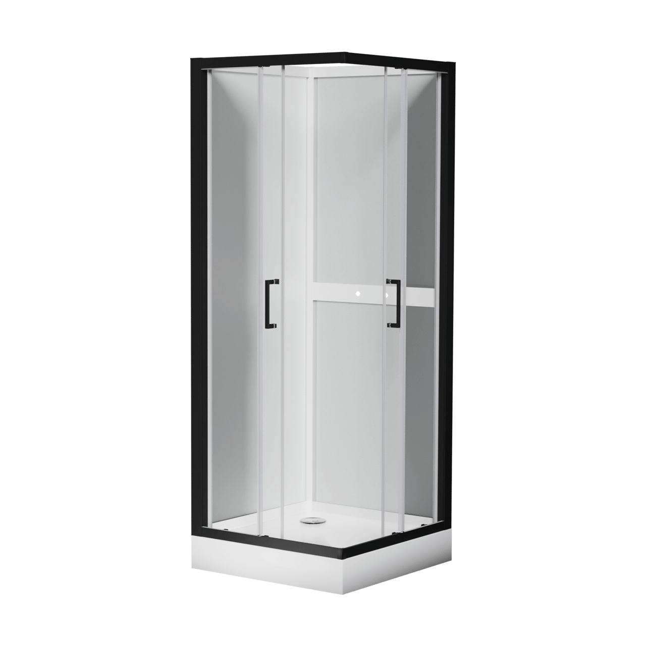 Luca Varess Talan Duschkabine: Schiebetür, 80 x 80 cm, Klarglas, Schwarzes Profil, matt