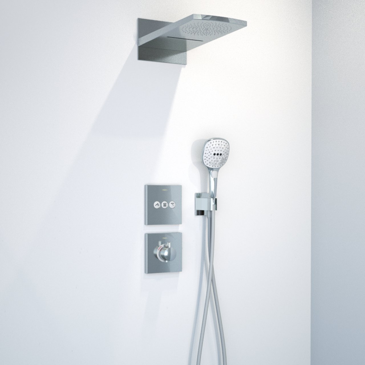 Hansgrohe Raindance Select E 120 Ecosmart handdouche 3 straalsoorten Glanzend Chroom en Wit