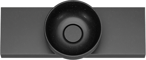 Balmani Nova wastafeltablet 60 x 20 cm Graniet zwart met Bowl waskom in verzoete graniet