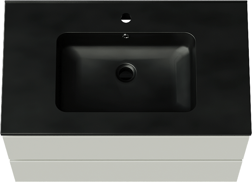 Linie Lado zwevend badmeubel 80 x 46 cm greige met Vano enkele wastafel in composietmarmer mat zwart