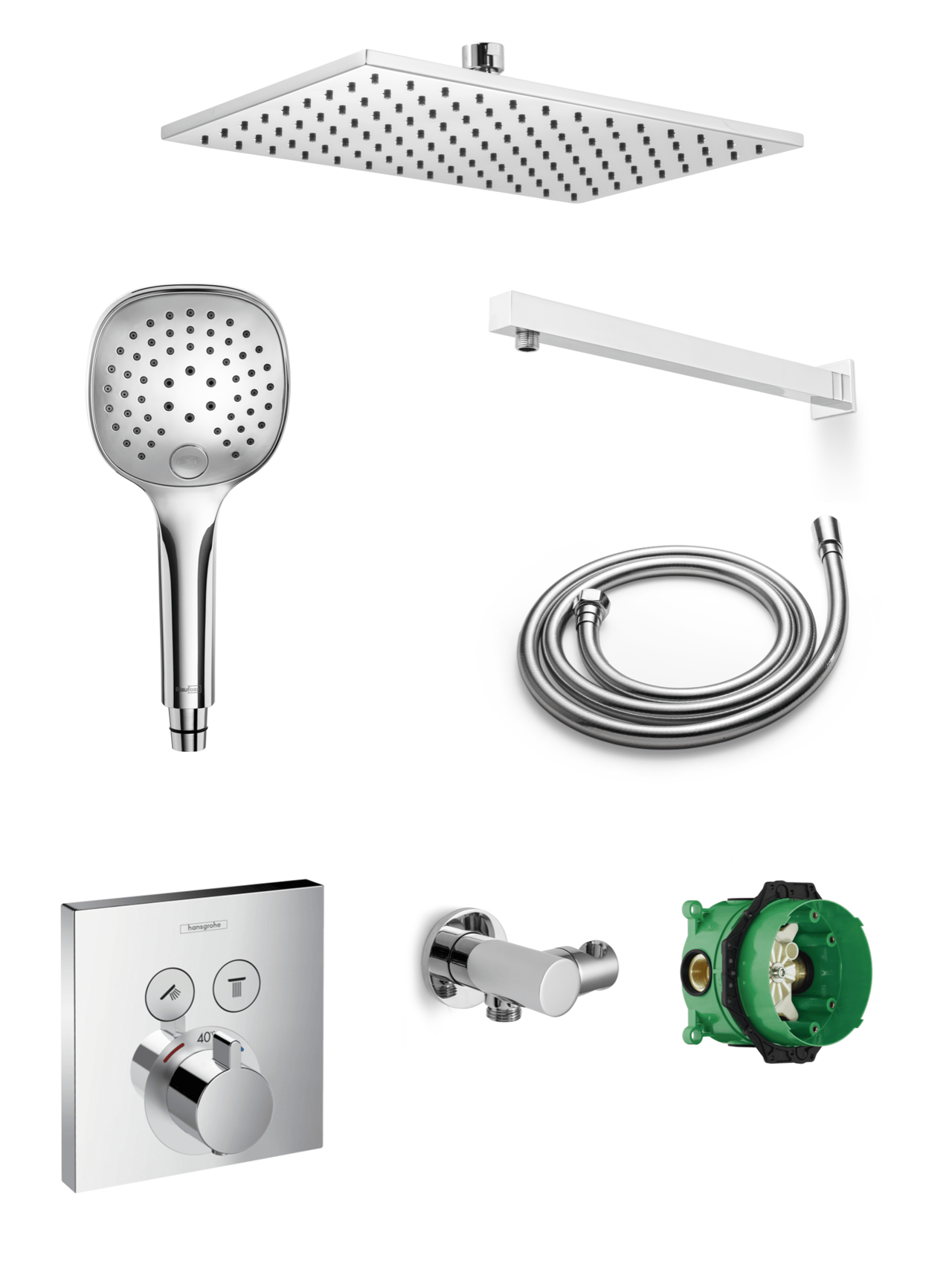 Hansgrohe Showerselect S thermostatische inbouwregendoucheset met rechthoekige regendouchekop 30x20cm chroom