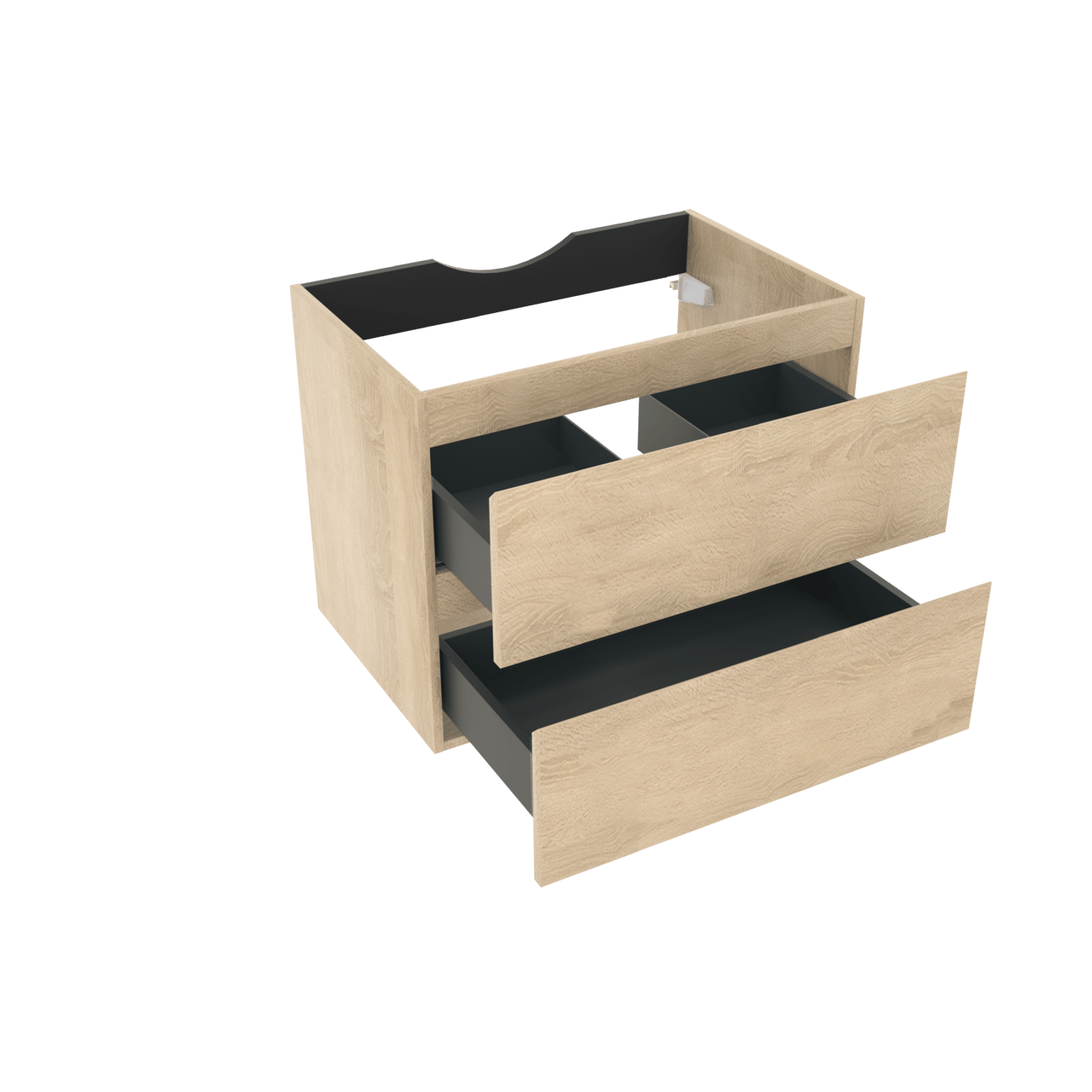 Linie Lado meuble sous-lavabo suspendu 70 x 46 cm chêne blanc 2 tiroirs