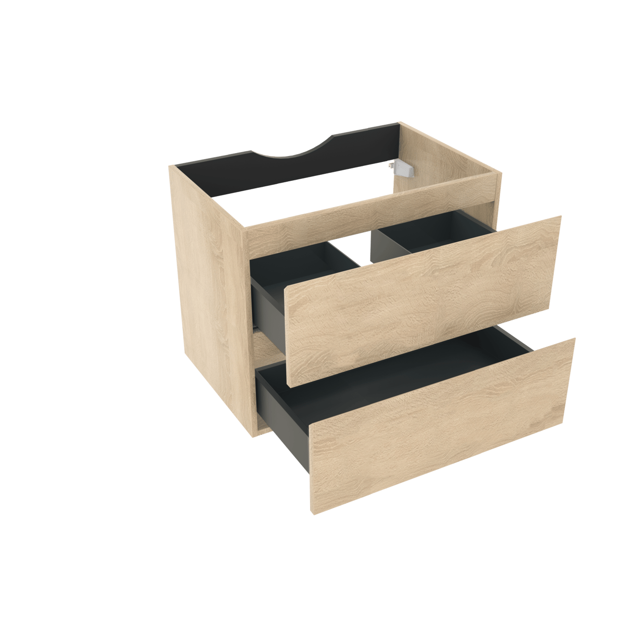 Linie Lado meuble sous-vasque suspendu 70 x 46 cm chêne blanc 2 tiroirs