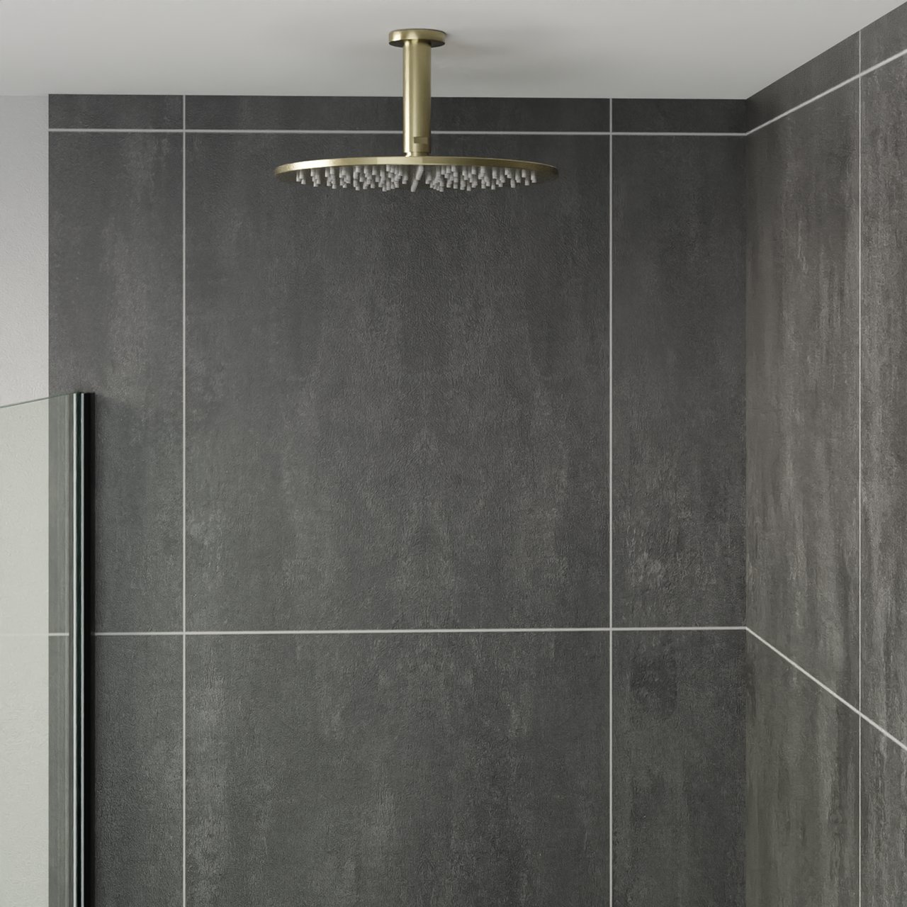 Blaufoss Round 300 tête de douche rond avec support plafond Ø30cm30 cm Brushed Champagne Gold