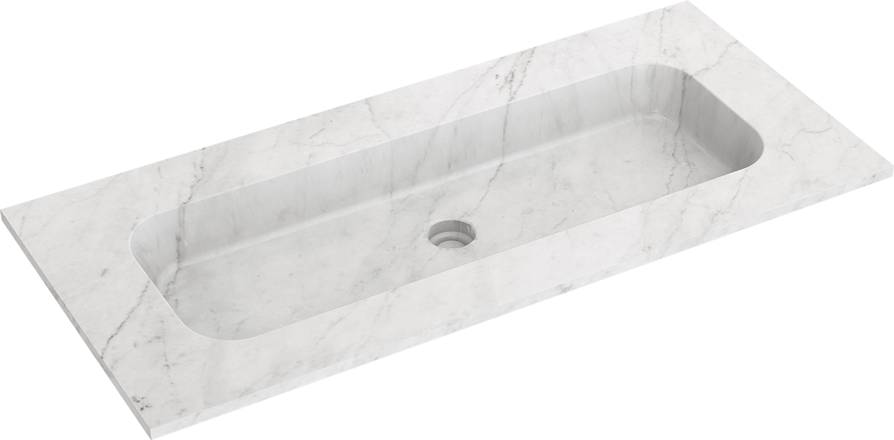 Balmani Tablo Arcato plan simple pour 2 trous de robinet marbre carrare 120 x 55 cm