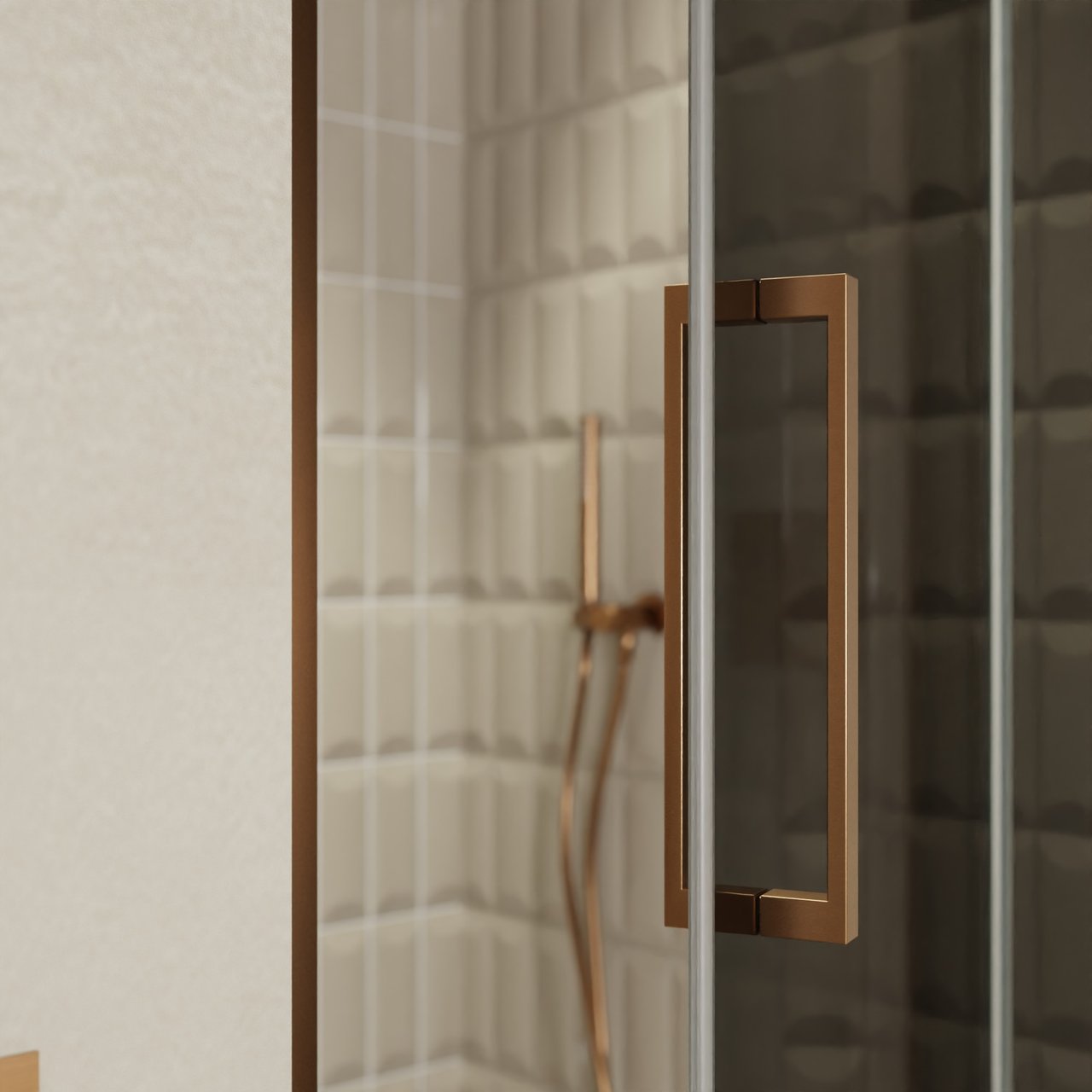 Balmani Senses Design Dusche Drehtür, Rechts, 100 cm x 210 cm, Rauchglas, Profil Brushed Rosegold