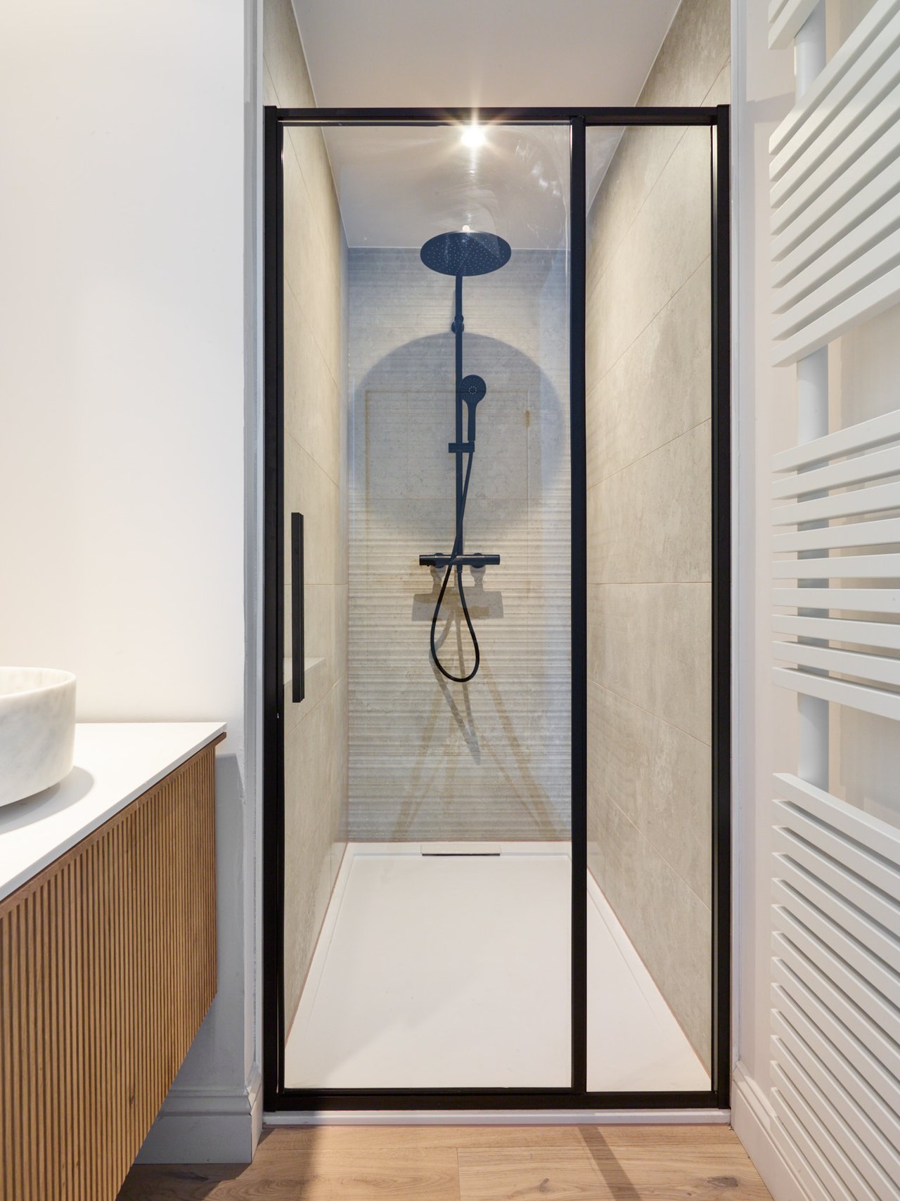 Luca Varess Morano douche draaideur 100 x 190 cm helder glas mat zwart profiel