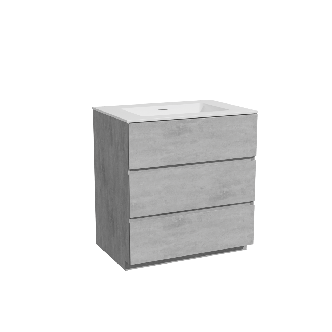 Storke Edge meuble salle de bains à poser 75 x 52 cm béton gris foncé avec Mata plan simple en solid surface blanc mat