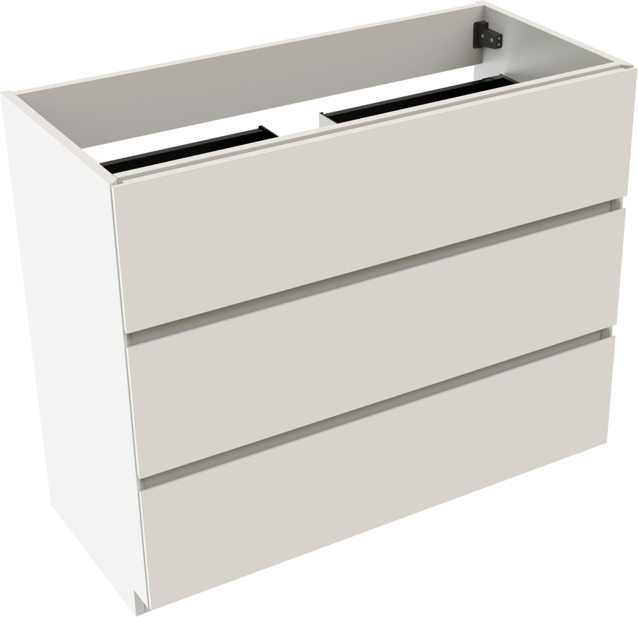 Storke Edge stehender Waschbeckenunterschrank: 100 x 46 cm, Weiß matt, 3 Schubladen