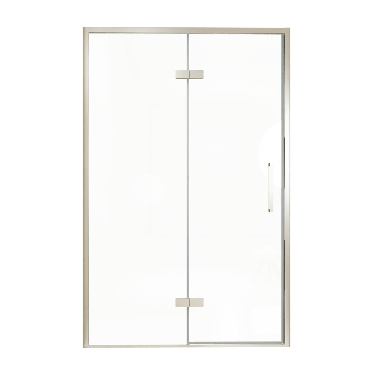 Balmani Senses Design Dusche Drehtür, Links, 140 cm x 210 cm, Klarglas, Profil Brushed CoolMetal
