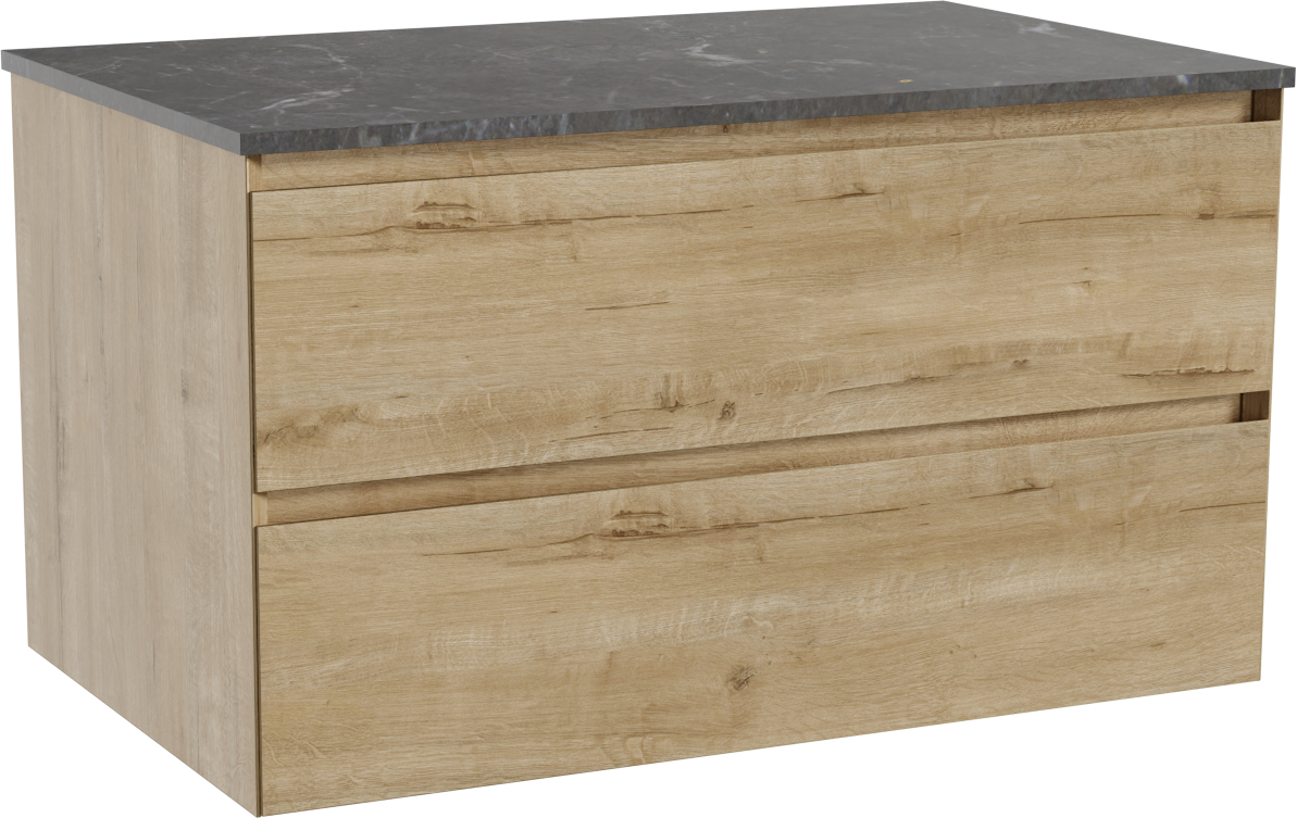 Balmani Mitra Badmöbel mit Stretto Waschtischplatte für Aufsatzwaschbecken