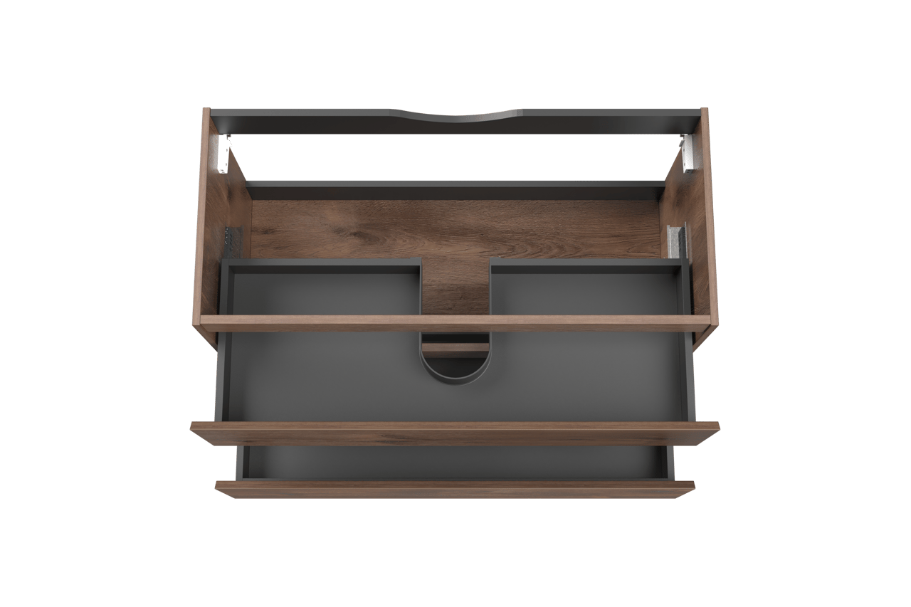 Linie Lado zwevende wastafelonderkast 100 x 46 cm bruine eik 2 lades