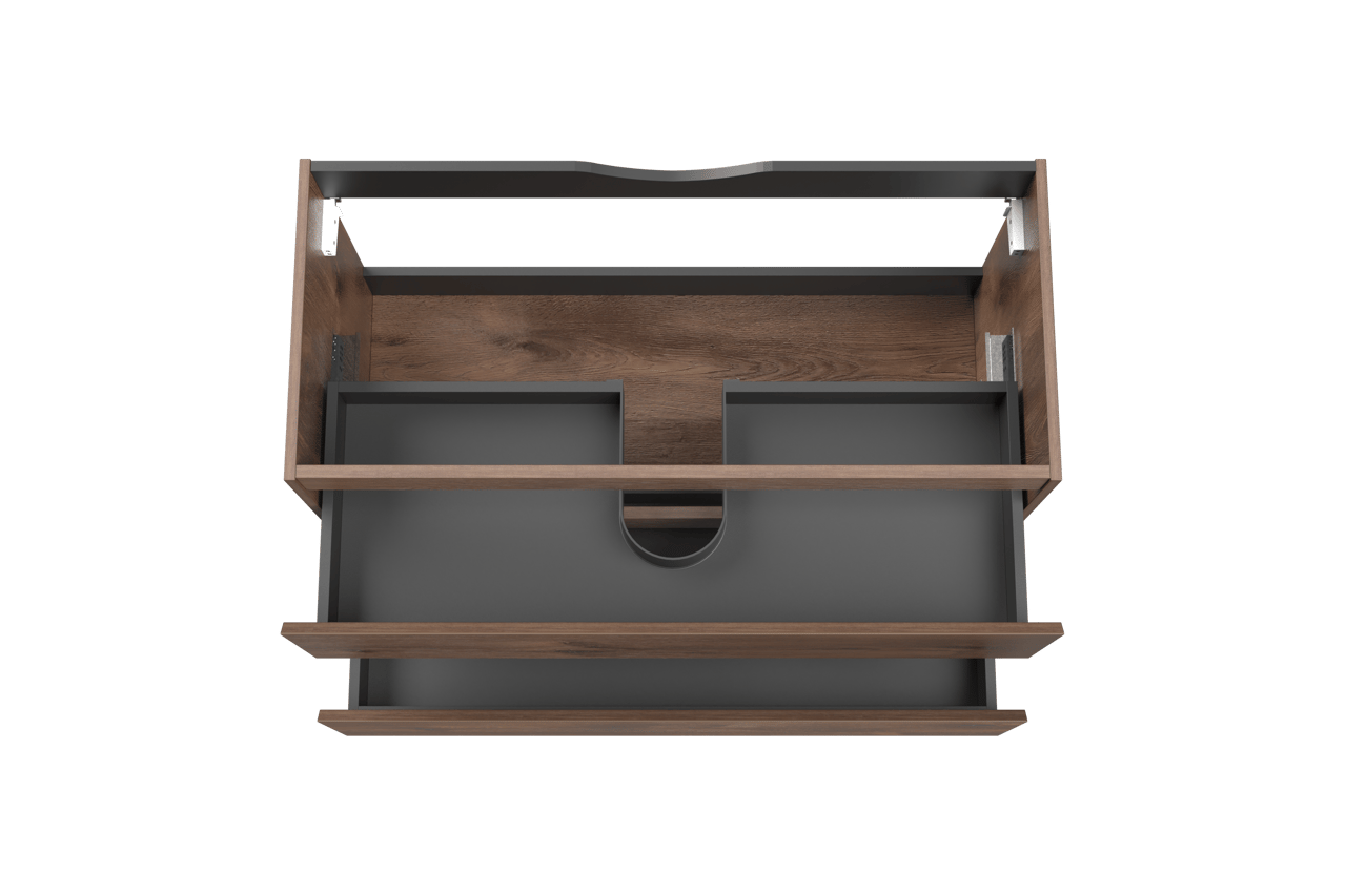 Linie Lado zwevende wastafelonderkast 100 x 46 cm bruine eik 2 lades
