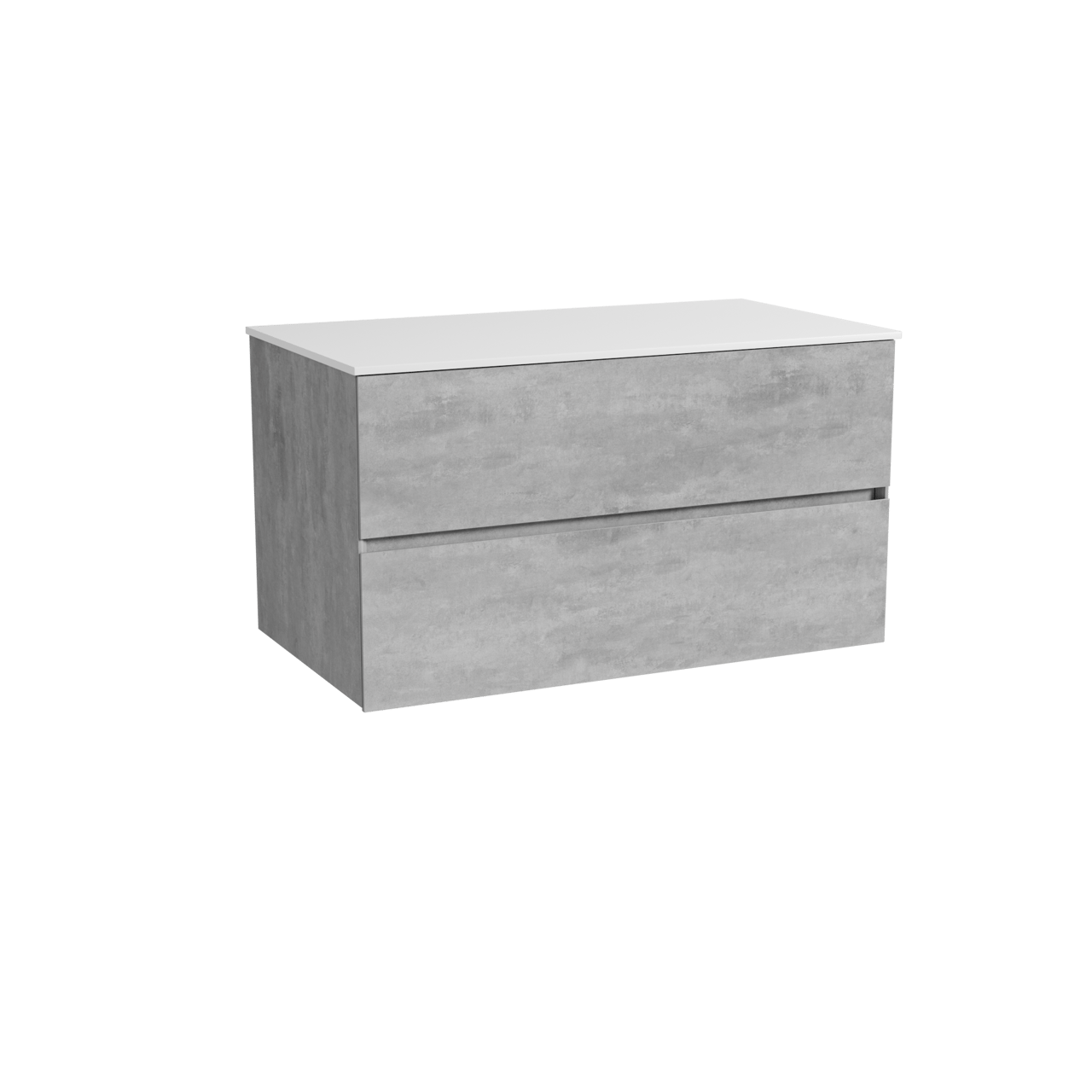 Storke Edge meuble salle de bains suspendu 95 x 52 cm béton gris foncé avec Tavola tablette simple en solid surface blanc mat