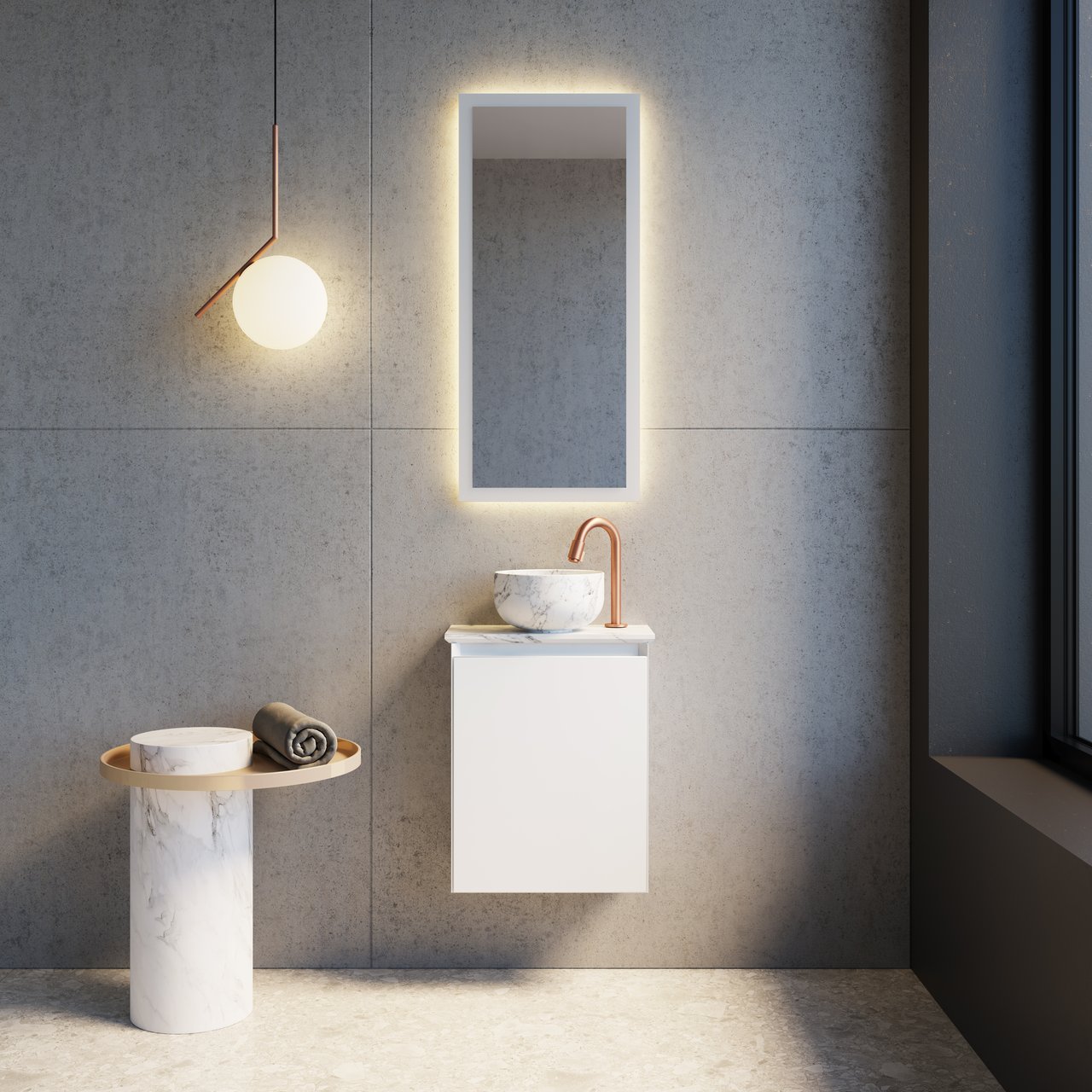 Balmani Vizio rechthoekig toiletspiegel 40 x 90 cm met spiegelverlichting