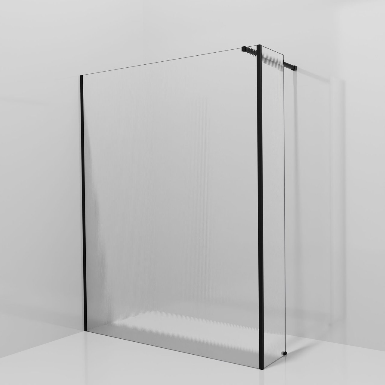 Balmani Modular Walk-In Dusche mit fester Seitenwand: 160 x 200 cm, Ribs, inklusive Coating, Profil Schwarz matt