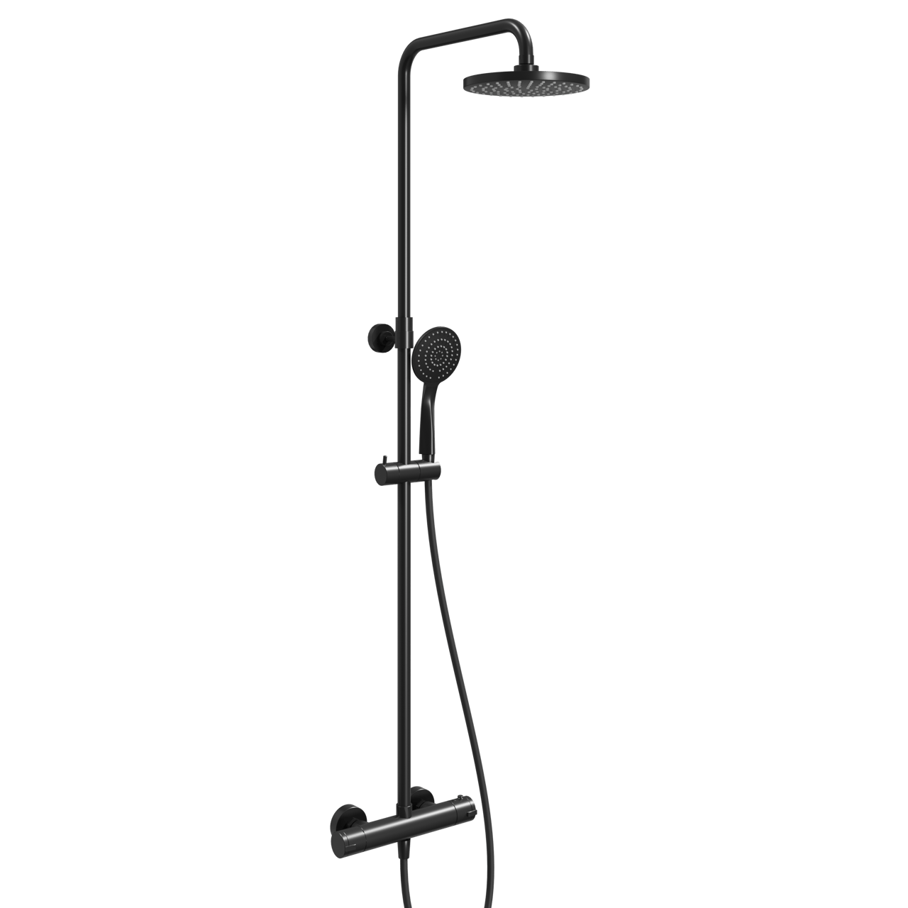 Linie Junos 200 Duschsystem mit Thermostat-Armatur Schwarz Matt