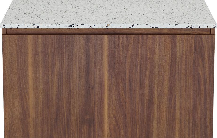 Balmani Sfera meuble salle de bains suspendu 90 x 55 cm noyer américain avec Stretto tablette simple en blanc/noir mat terrazzo