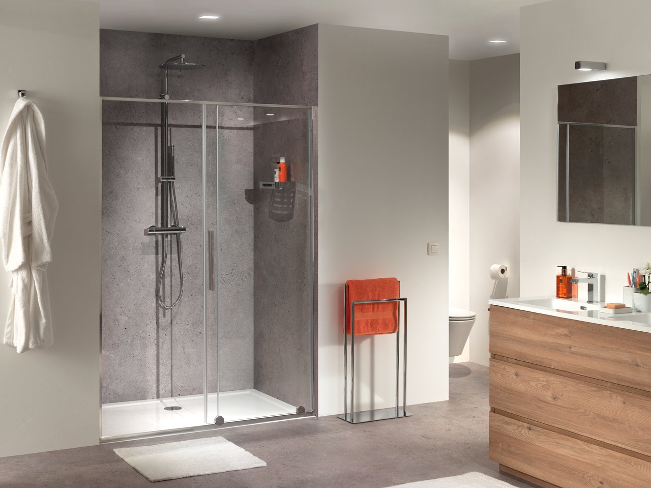 Luca Varess Morano douche schuifdeur 140 x 190 cm helder glas glans chroom profiel