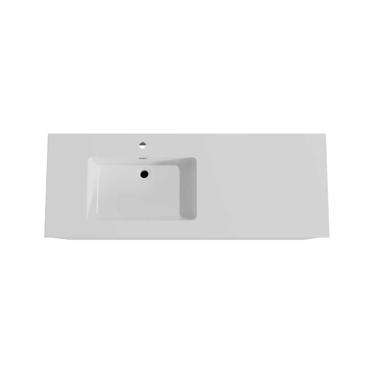 Storke Edge meuble salle de bains suspendu 140 x 52 cm blanc mat avec Diva plan vasque asymétrique à gauche en marbre composite blanc brillant