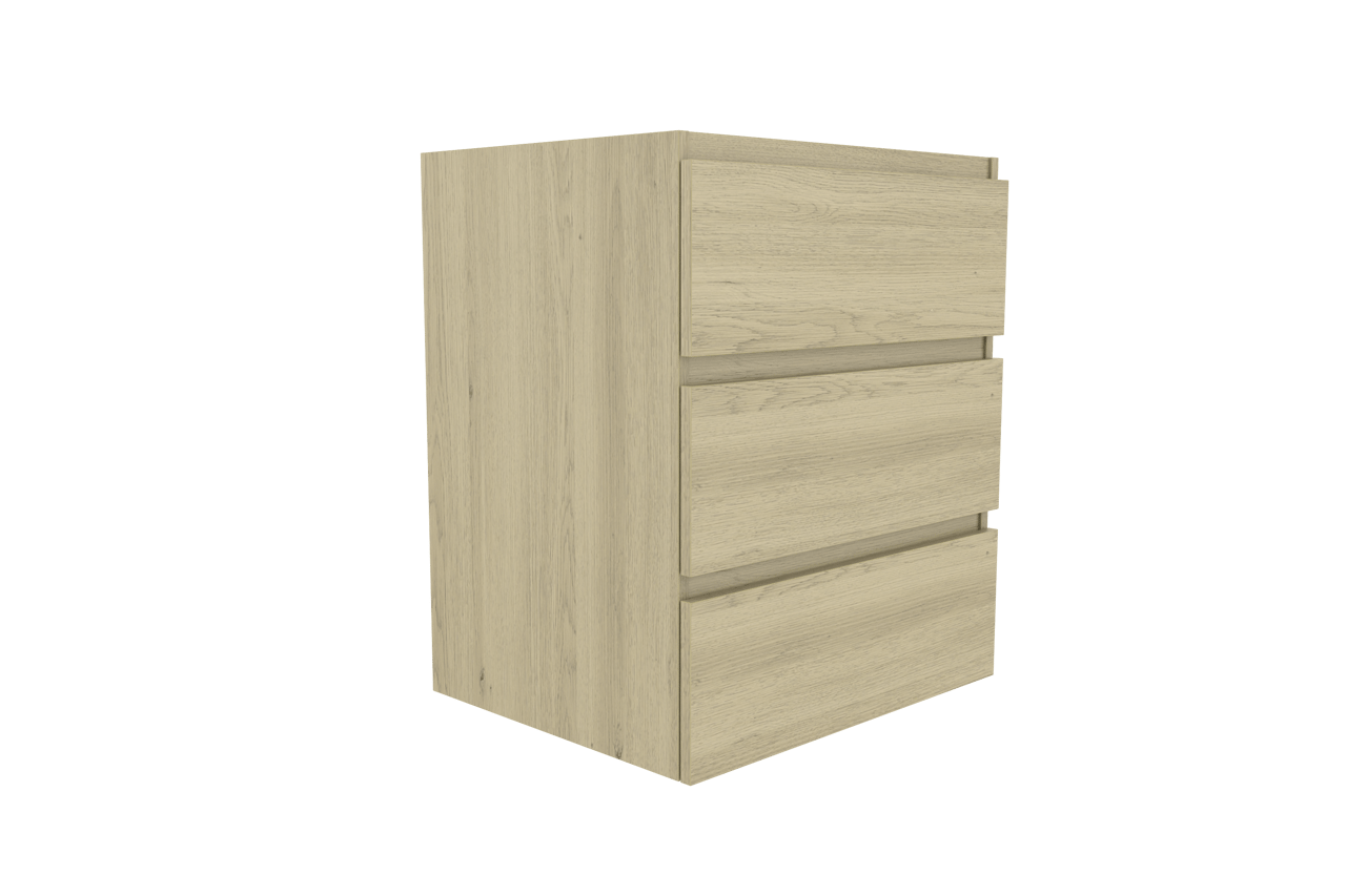 Balmani Lucida staande wastafelonderkast 67,5 x 55 cm verweerde eik 3 lades