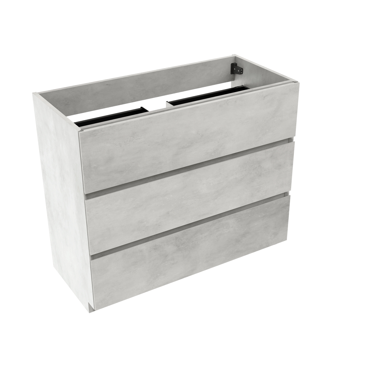 Storke Edge stehender Bad-Unterschrank 100 x 46 cm Beton silbergrau 3 Schubladen
