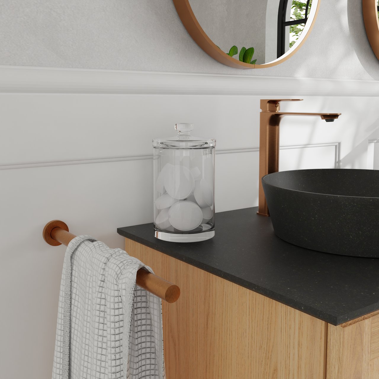 Blaufoss Noma Tube Einzel Handtuchhalter, Brushed Rosegold, 41 cm