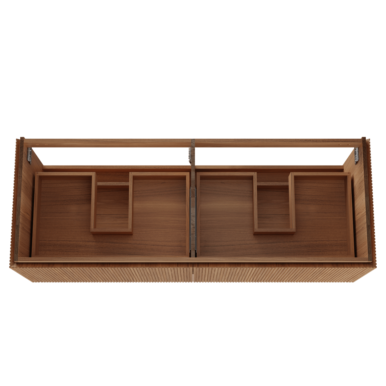 Balmani Eclips hängendes möbelstück Waschtischunterschränke 150 x 55 cm Teak 4 Schubladen Vert. Sym. Rippe