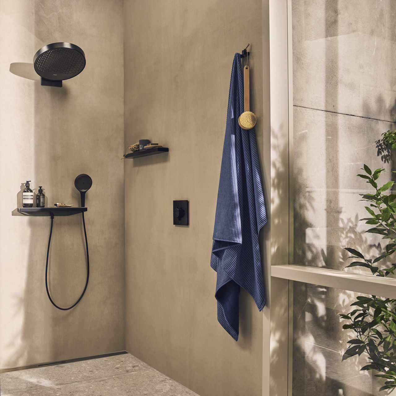 Hansgrohe Showerselect Comfort E thermostat de douche encastré 2 évacuations noir mat