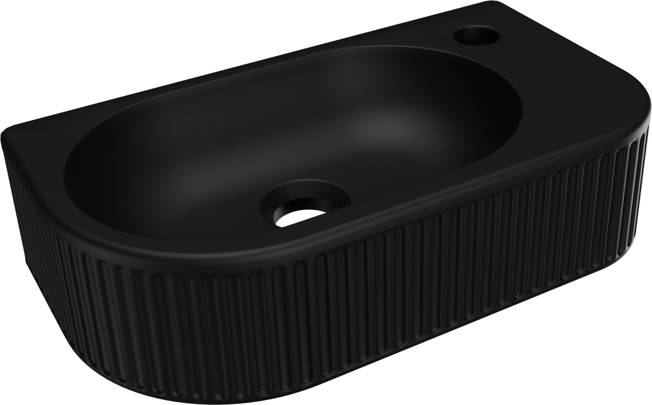 Luca Varess Rondo Ribs Handwaschbecken 41 x 22 cm Schwarz Matt keramik