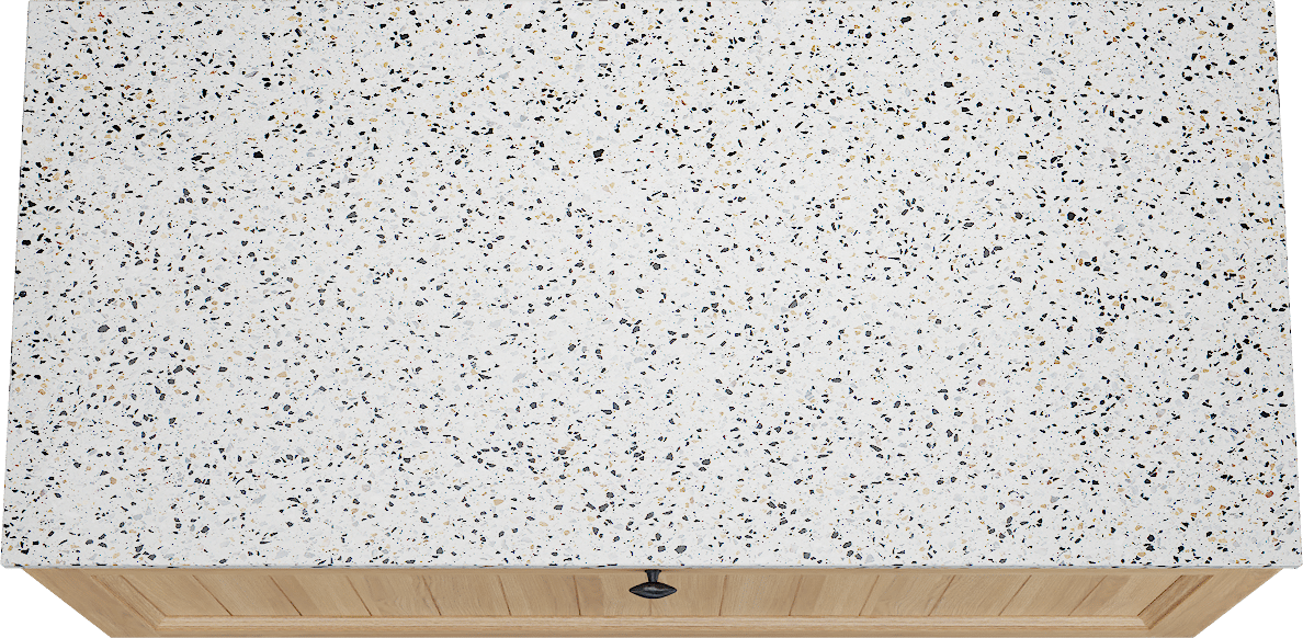 Balmani Lemon meuble salle de bains suspendu 120 x 55 cm, placage chêne naturel avec Stretto tablette simple ou double en blanc/noir mat terrazzo