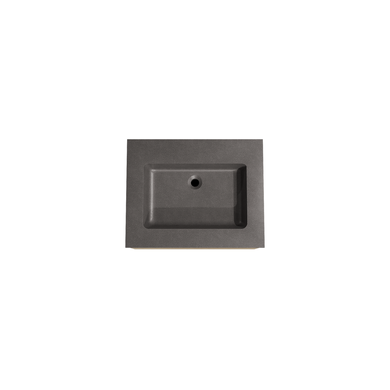 Storke Edge zwevend badmeubel 65 x 52 cm ruw eiken met Scuro enkele wastafel in kwarts mat zwart