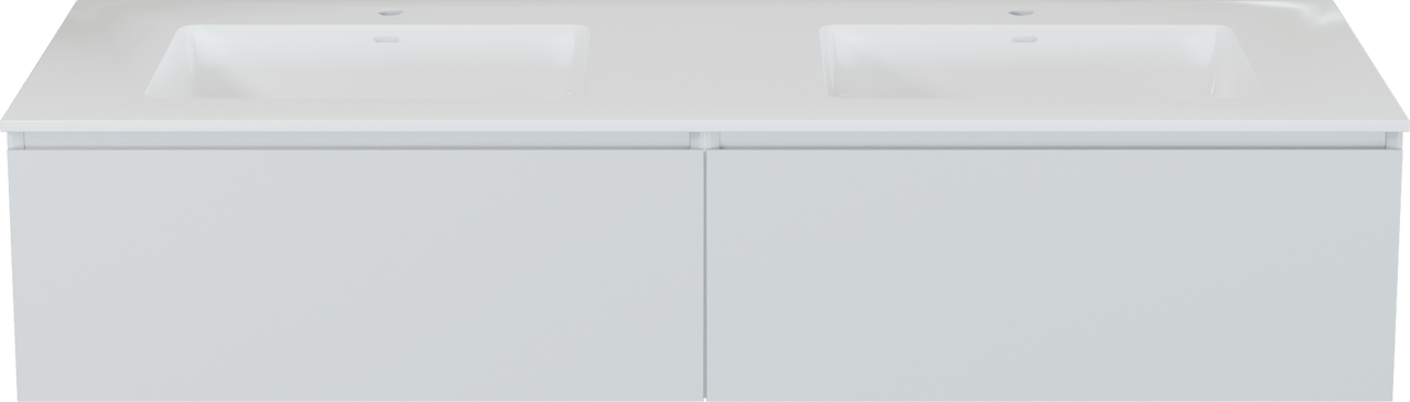 Storke Edge meuble salle de bains suspendu 170 x 52 cm blanc mat avec Bilia double vasque en marbre composite blanc brillant