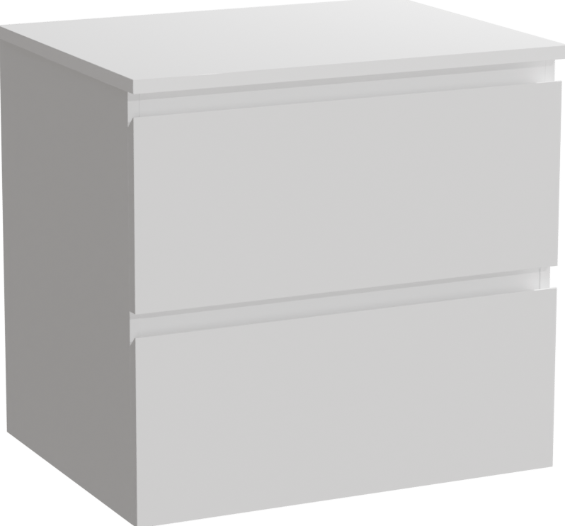 Linie Lado zwevend badkamermeubel 60 x 46 cm mat wit met Lado enkel tablet in composietmarmer glanzend wit