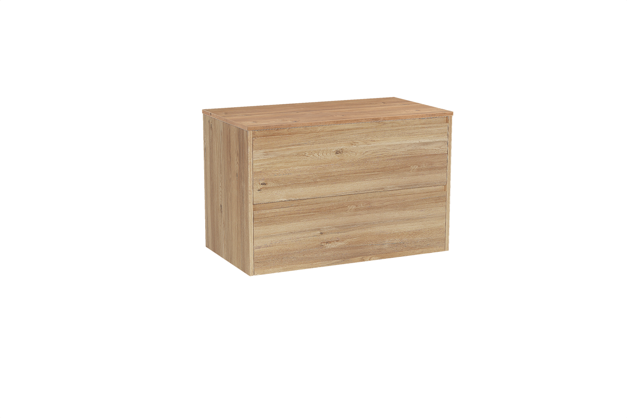 Storke Seda zwevend badkamermeubel 95 x 52 cm ruwe eik met Panton enkel tablet in melamine ruwe eik