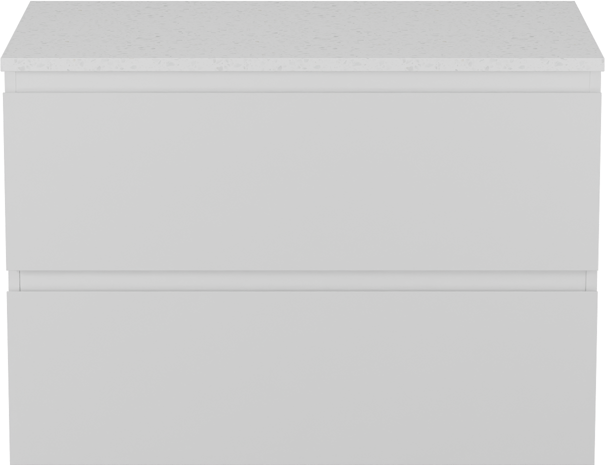 Linie Lado meuble salle de bains suspendu 80 x 46 cm blanc brillant avec Lado tablette simple en mélaminé terrazzo blanc