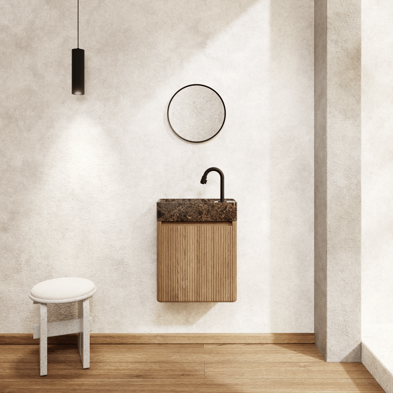 Balmani Auro miroir de toilette rond noir mat Ø 35 cm