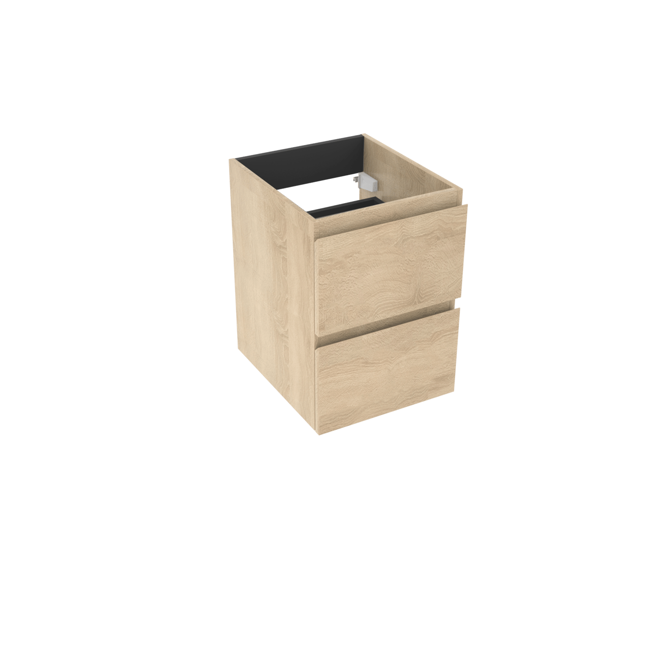 Linie Lado hängender Waschbeckenunterschrank: 40 x 46 cm, Eiche Weiß, 2 Schubladen