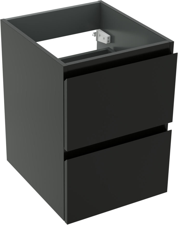 Linie Lado zwevende wastafelonderkast 40 x 46 cm Mat Zwart 2 lades