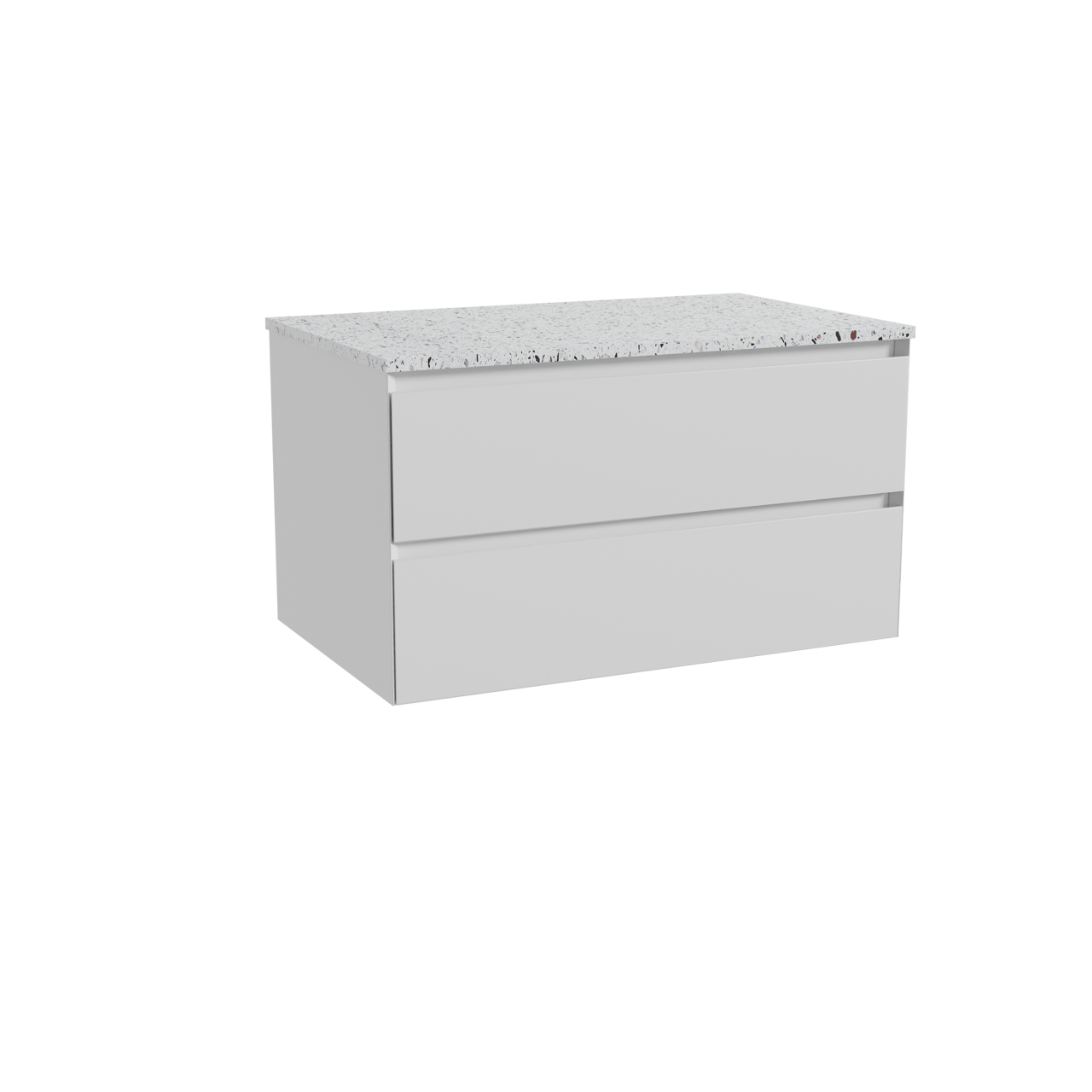 Balmani Mitra meuble salle de bains suspendu 90 x 55 cm blanc mat avec Stretto tablette simple en blanc/noir mat terrazzo